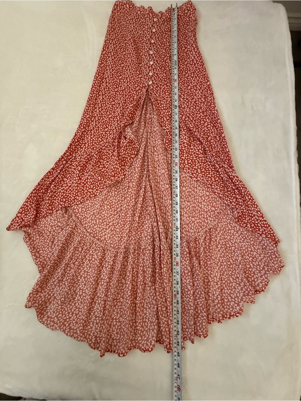Skylar + Madison Red Floral Tie Front Crop Top & High Low Maxi Skirt Set Small - Picture 9 of 11